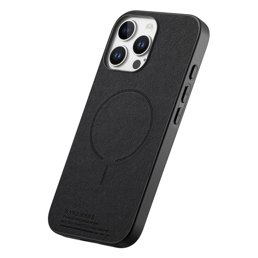 For iPhone 16 Pro Magnetic Case Cloth Texture PC + TPU + PU Leather Anti-Scratch Phone Cover