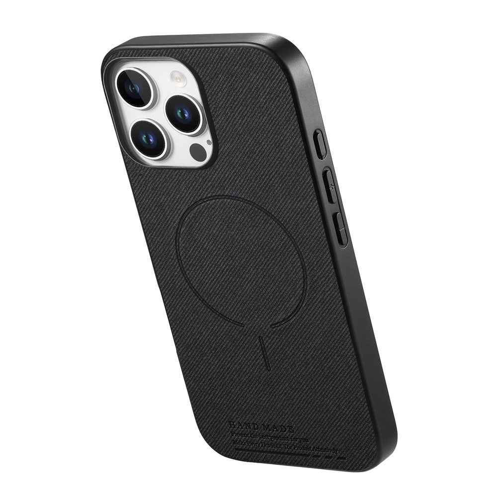 For iPhone 16 Pro Magnetic Case Cloth Texture PC + TPU + PU Leather Anti-Scratch Phone Cover