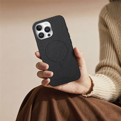 For iPhone 16 Pro Magnetic Case Cloth Texture PC + TPU + PU Leather Anti-Scratch Phone Cover