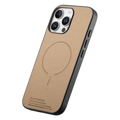 For iPhone 16 Pro Magnetic Case Cloth Texture PC + TPU + PU Leather Anti-Scratch Phone Cover
