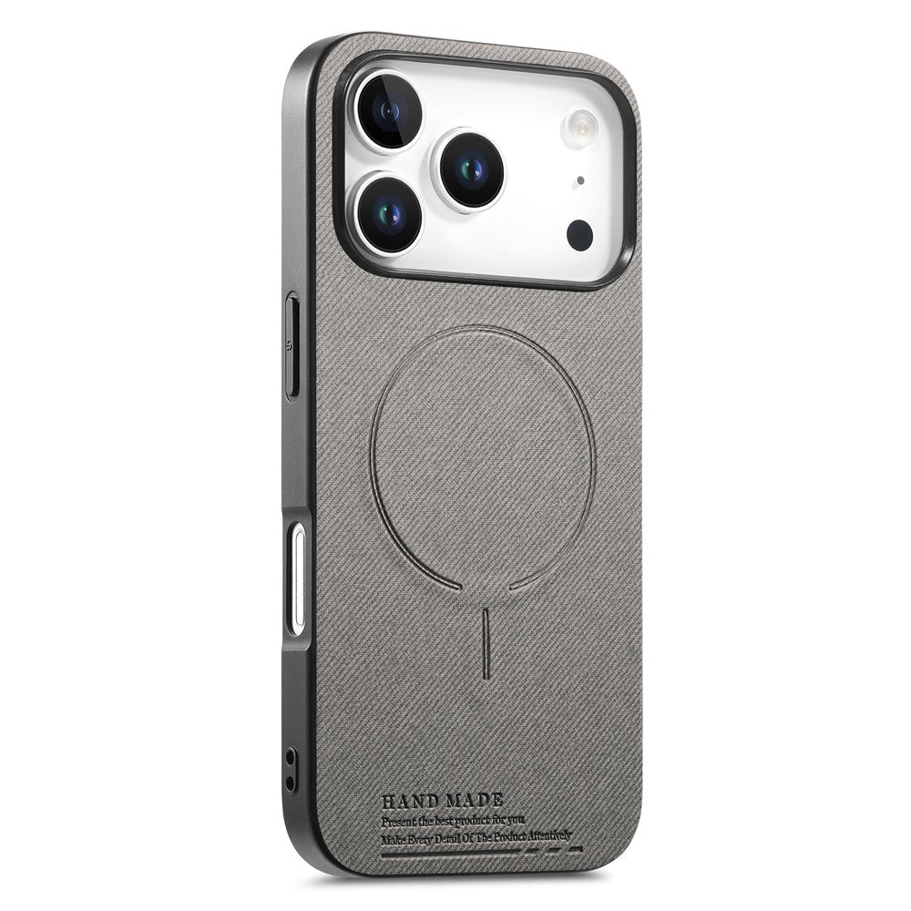 For iPhone 17 Pro Max Magnetic Case Cloth Texture PC + TPU + PU Leather Anti-Scratch Phone Cover