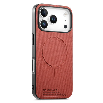 For iPhone 17 Pro Max Magnetic Case Cloth Texture PC + TPU + PU Leather Anti-Scratch Phone Cover