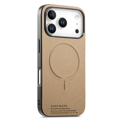 For iPhone 17 Pro Max Magnetic Case Cloth Texture PC + TPU + PU Leather Anti-Scratch Phone Cover
