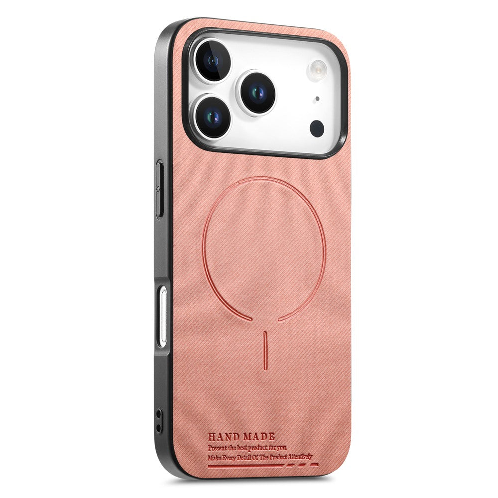For iPhone 17 Pro Max Magnetic Case Cloth Texture PC + TPU + PU Leather Anti-Scratch Phone Cover