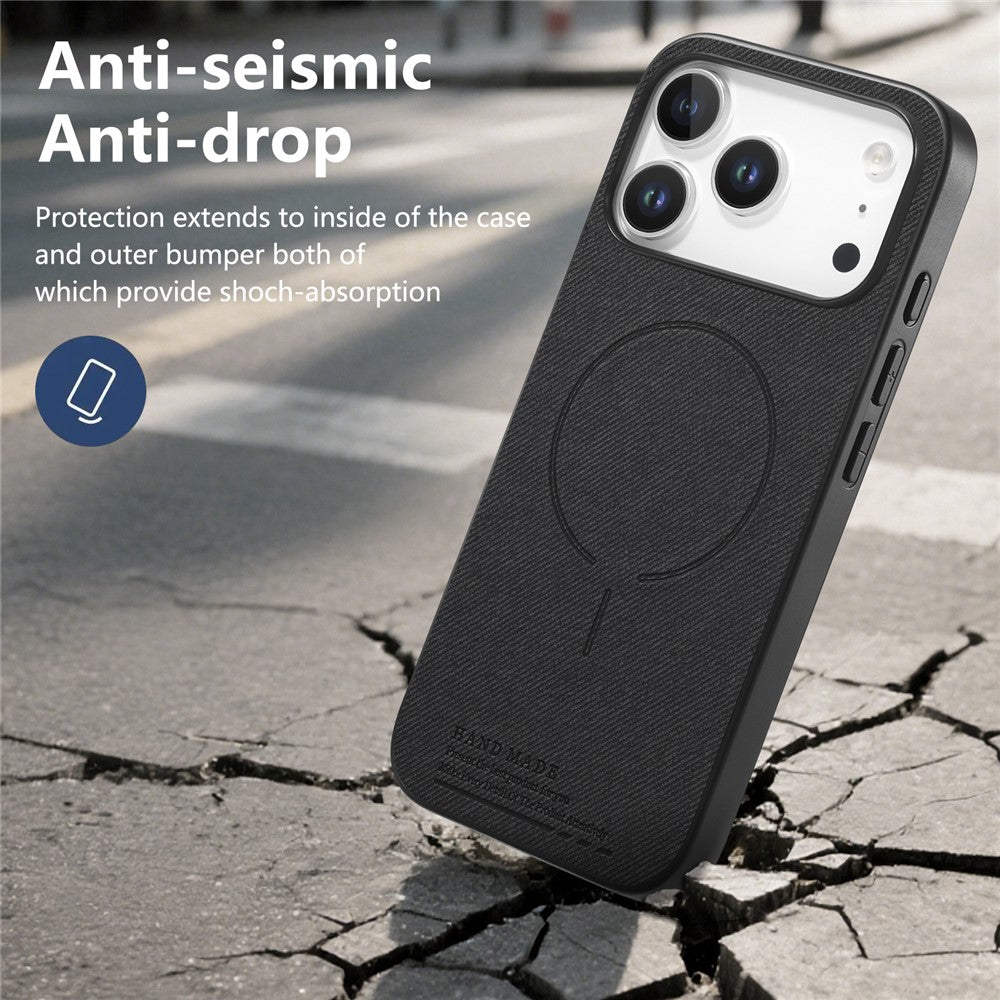 For iPhone 18 Pro / 17 Pro Magnetic Case Cloth Texture PC + TPU + PU Leather Anti-Scratch Phone Cover