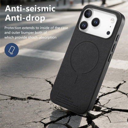 For iPhone 18 Pro / 17 Pro Magnetic Case Cloth Texture PC + TPU + PU Leather Anti-Scratch Phone Cover