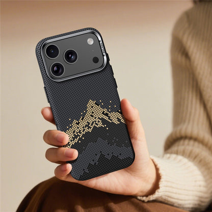 SULADA for iPhone 17 Pro Magnetic Case Golden Mountain Pattern Skin-Feel Hard PC Slim Phone Cover