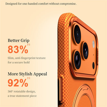 SULADA for iPhone 17 Pro Max Magnetic Case 360° Rotating Ring Kickstand Golden Mountain Pattern PC Slim Phone Cover