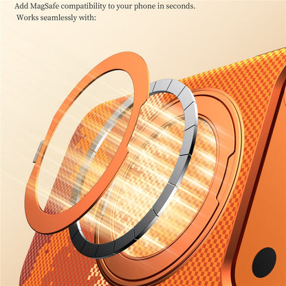 SULADA for iPhone 17 Pro Max Magnetic Case 360° Rotating Ring Kickstand Golden Mountain Pattern PC Slim Phone Cover