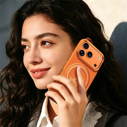 SULADA for iPhone 17 Pro Magnetic Case 360° Rotating Ring Kickstand Golden Mountain Pattern PC Slim Phone Cover