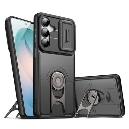 For Samsung Galaxy S26+ Case with Slide Camera Cover Kickstand PC + TPU Protective Phone Shell