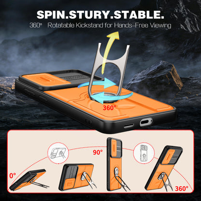 For Samsung Galaxy S26+ Case with Slide Camera Cover Kickstand PC + TPU Protective Phone Shell