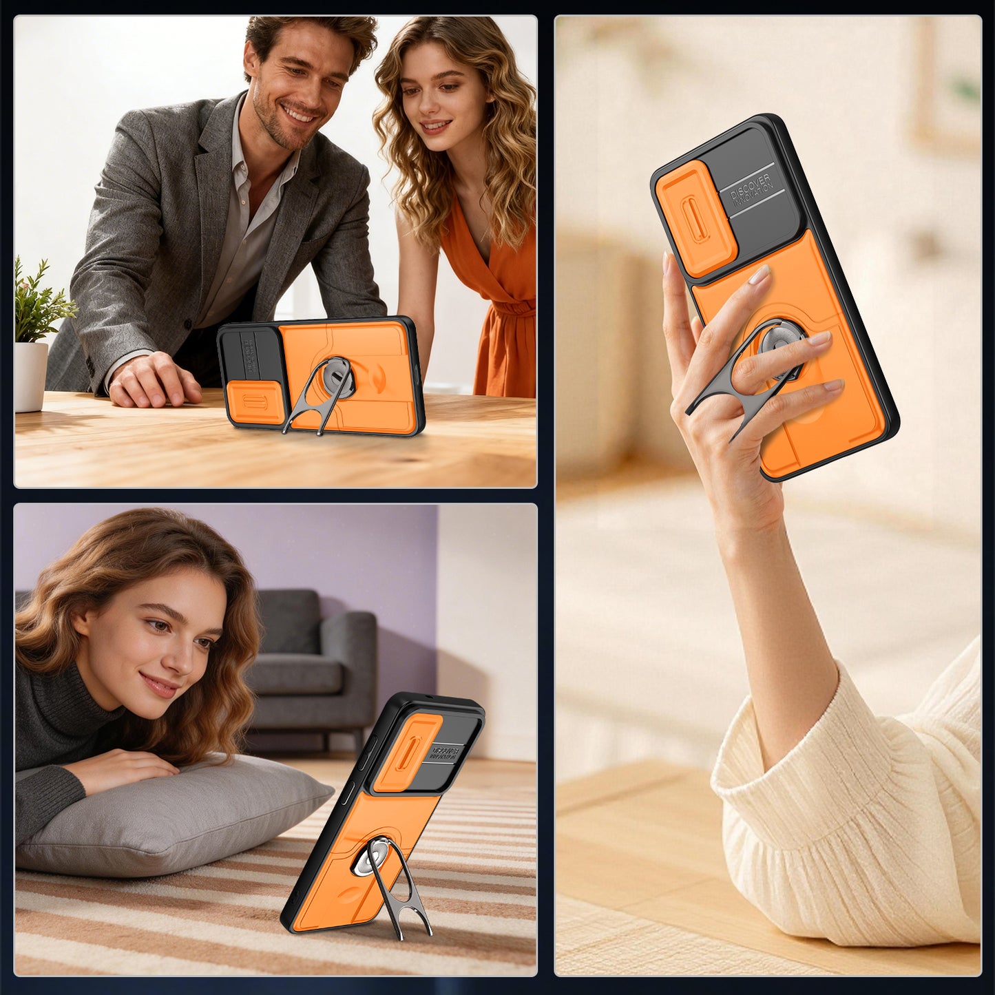 For Samsung Galaxy S26+ Case with Slide Camera Cover Kickstand PC + TPU Protective Phone Shell