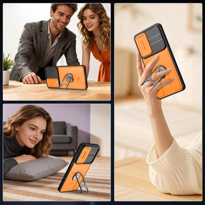 For Samsung Galaxy S26+ Case with Slide Camera Cover Kickstand PC + TPU Protective Phone Shell