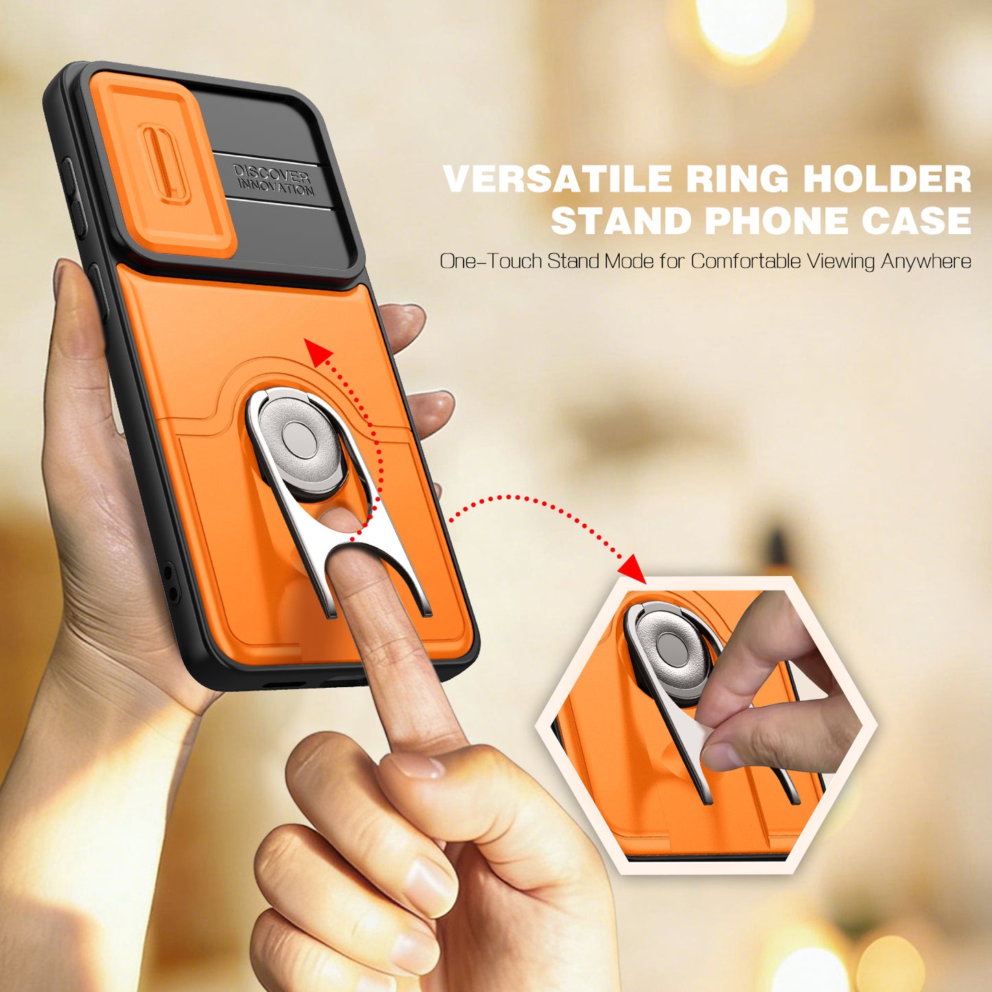 For Samsung Galaxy S26+ Case with Slide Camera Cover Kickstand PC + TPU Protective Phone Shell