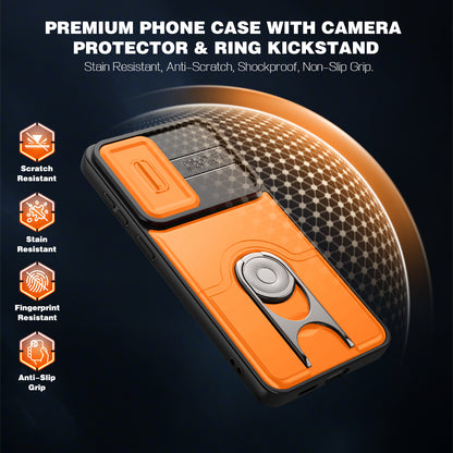 For Samsung Galaxy S26+ Case with Slide Camera Cover Kickstand PC + TPU Protective Phone Shell