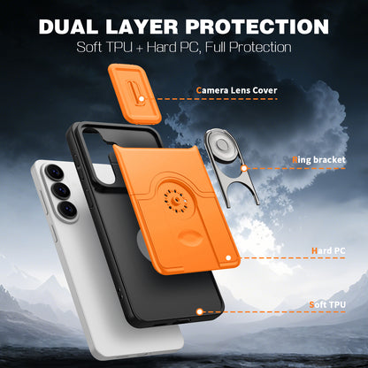For Samsung Galaxy S26+ Case with Slide Camera Cover Kickstand PC + TPU Protective Phone Shell