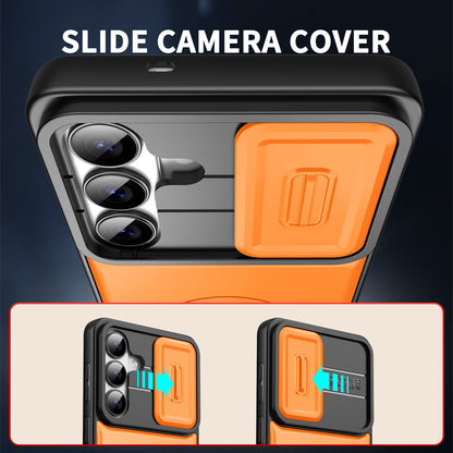 For Samsung Galaxy S26+ Case with Slide Camera Cover Kickstand PC + TPU Protective Phone Shell