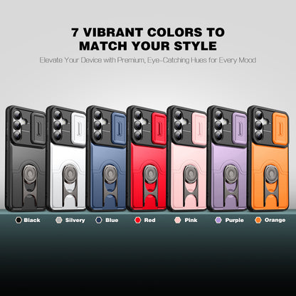 For Samsung Galaxy S26+ Case with Slide Camera Cover Kickstand PC + TPU Protective Phone Shell