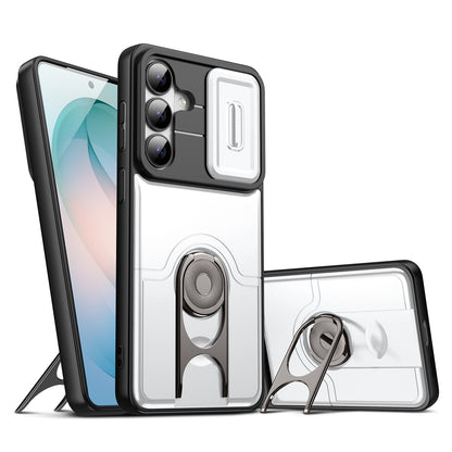 For Samsung Galaxy S26+ Case with Slide Camera Cover Kickstand PC + TPU Protective Phone Shell