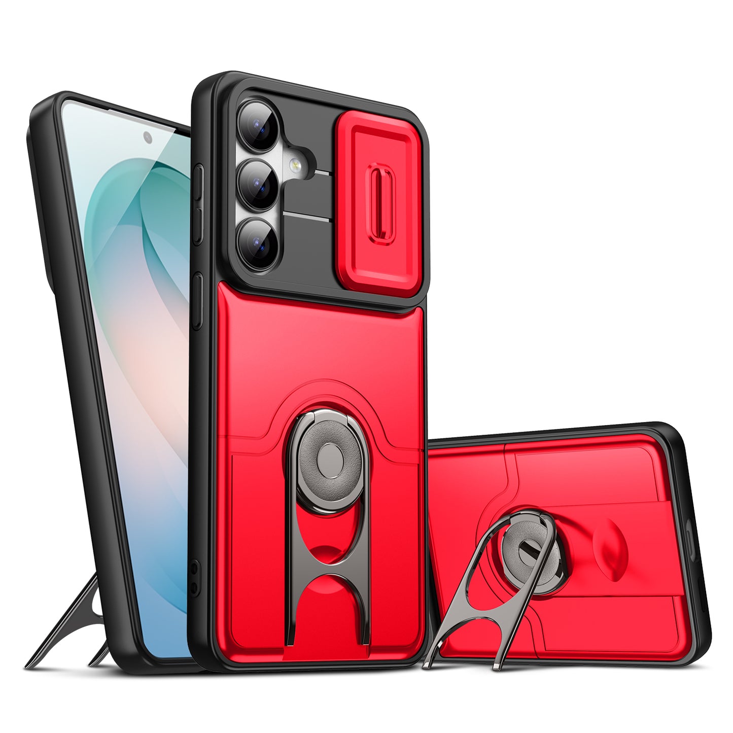 For Samsung Galaxy S26+ Case with Slide Camera Cover Kickstand PC + TPU Protective Phone Shell