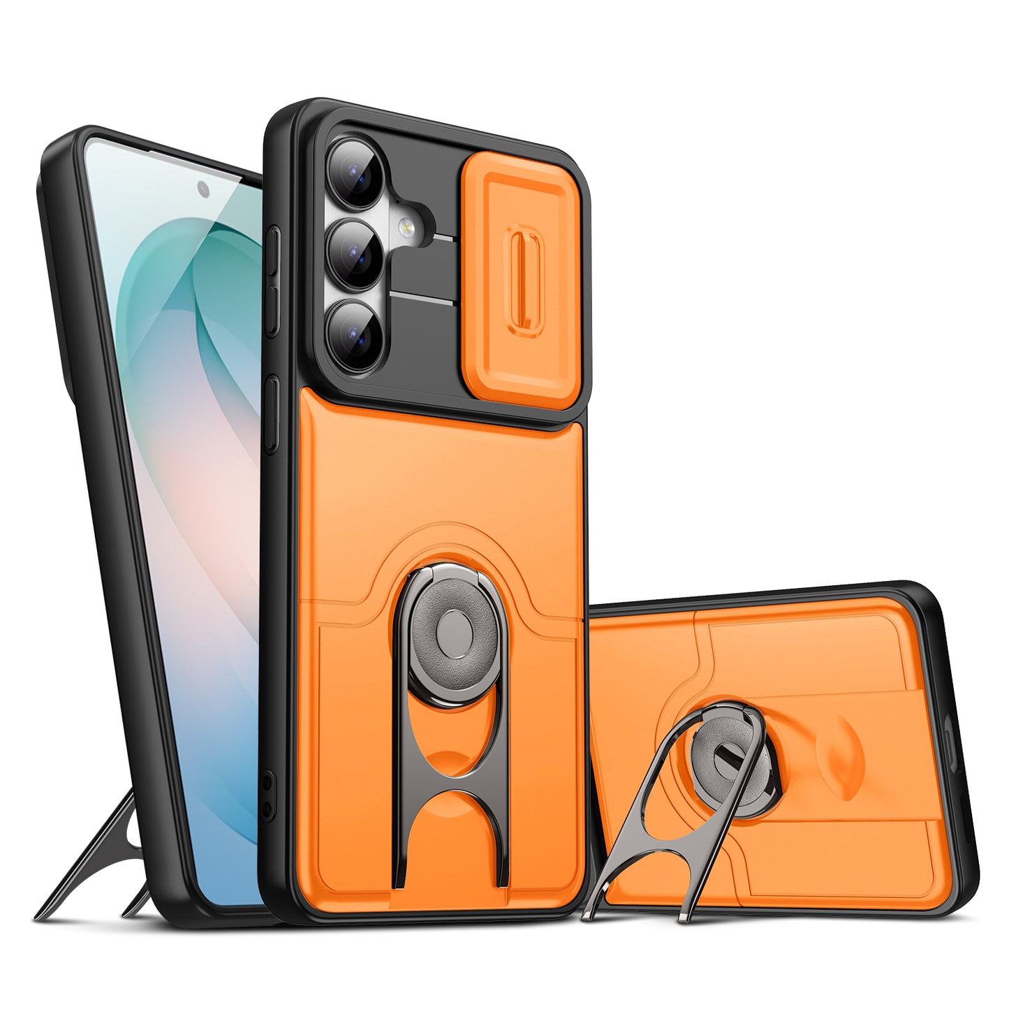 For Samsung Galaxy S26+ Case with Slide Camera Cover Kickstand PC + TPU Protective Phone Shell