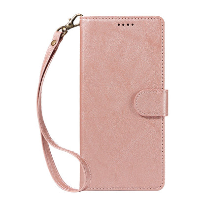 For iPhone 16 Pro Case with Wrist Strap RFID Blocking Wallet Cowhide Texture Leather Phone Cover