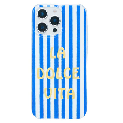 For iPhone 13  /  14 Case Heat Transfer Striped Pattern Soft TPU Anti-Scratch Phone Cover