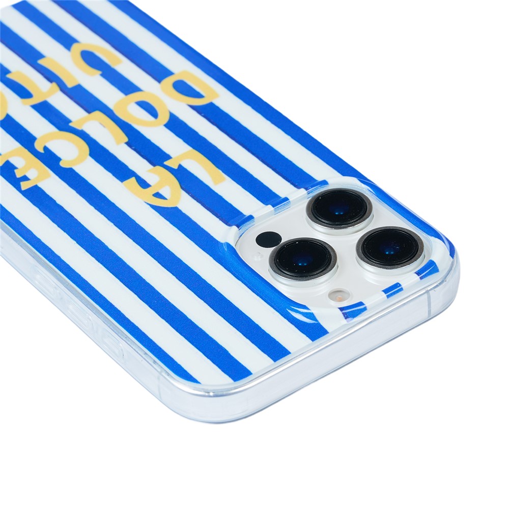 For iPhone 13  /  14 Case Heat Transfer Striped Pattern Soft TPU Anti-Scratch Phone Cover