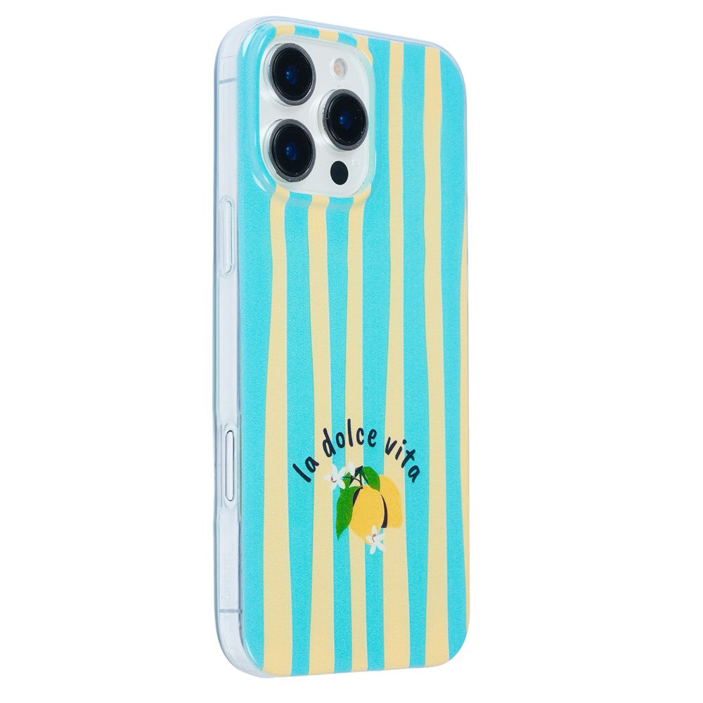 For iPhone 13  /  14 Case Heat Transfer Striped Pattern Soft TPU Anti-Scratch Phone Cover