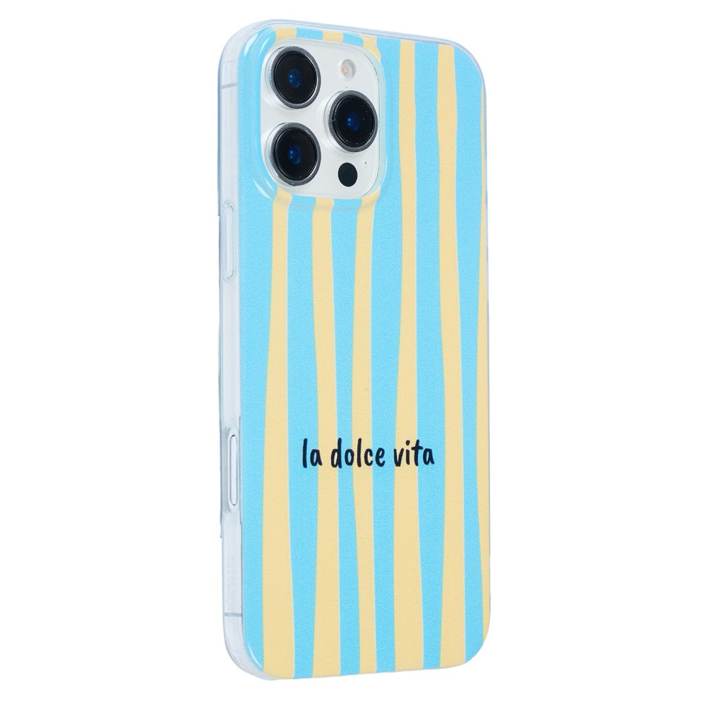 For iPhone 13  /  14 Case Heat Transfer Striped Pattern Soft TPU Anti-Scratch Phone Cover