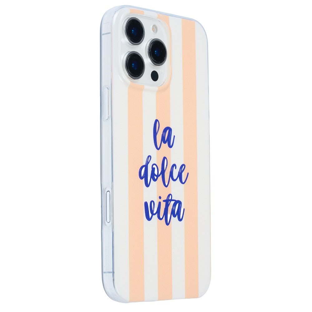 For iPhone 13  /  14 Case Heat Transfer Striped Pattern Soft TPU Anti-Scratch Phone Cover