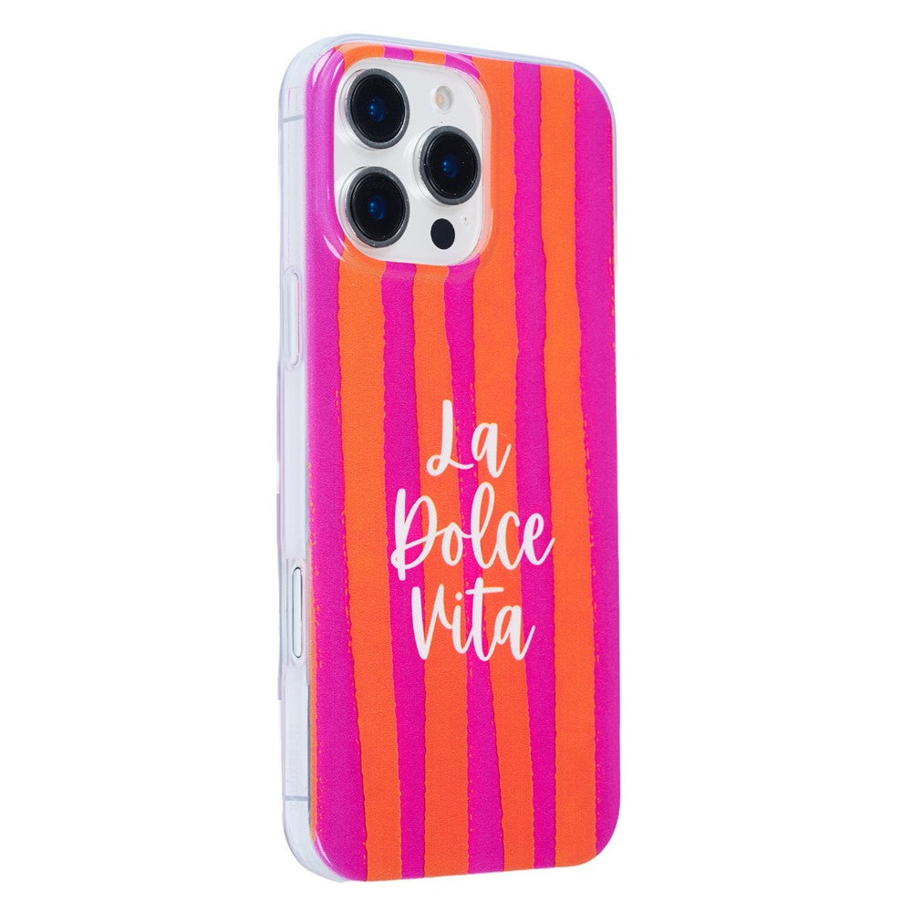 For iPhone 13  /  14 Case Heat Transfer Striped Pattern Soft TPU Anti-Scratch Phone Cover