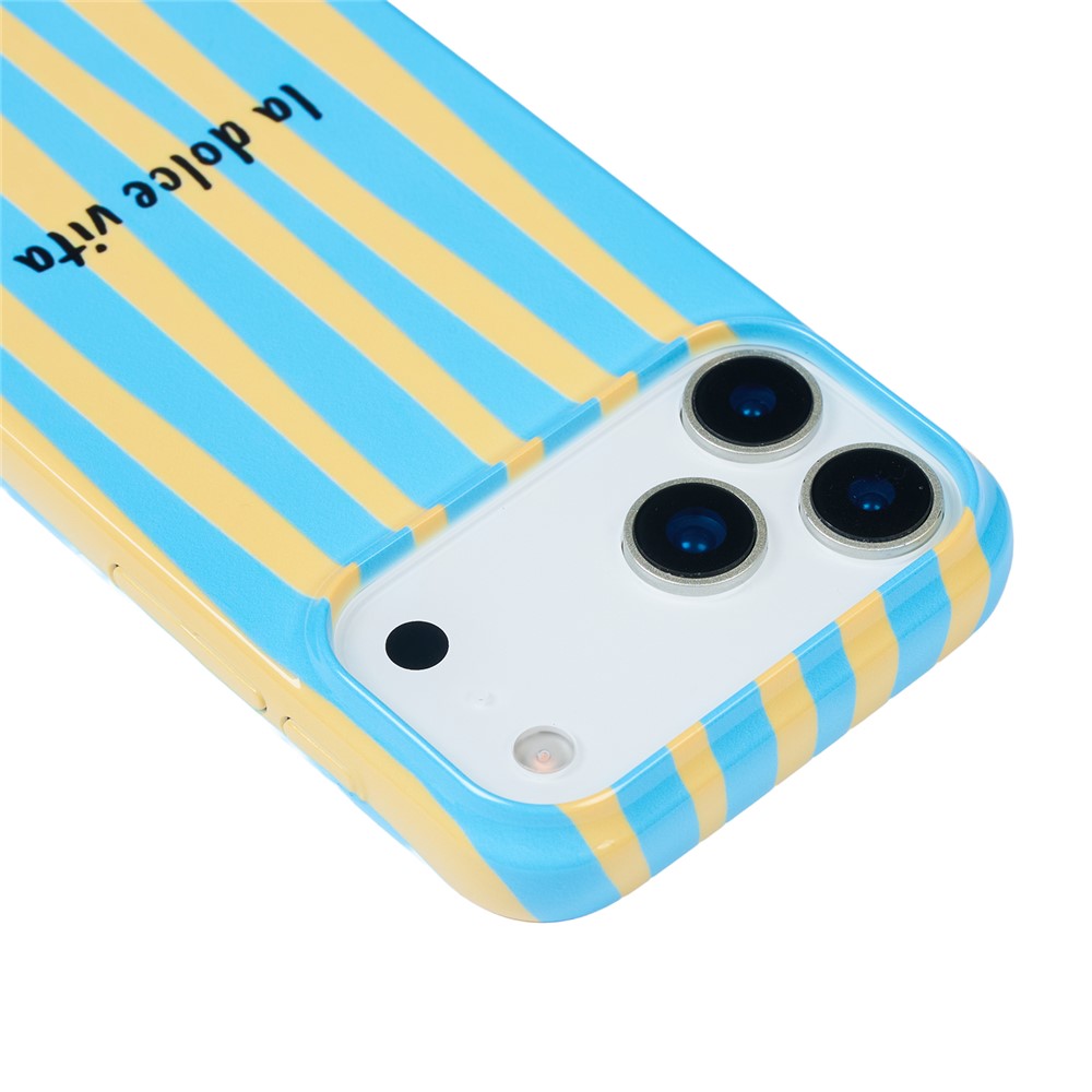 For iPhone 14 / 13 Case IMD Striped Pattern Hard PC Protective Phone Cover