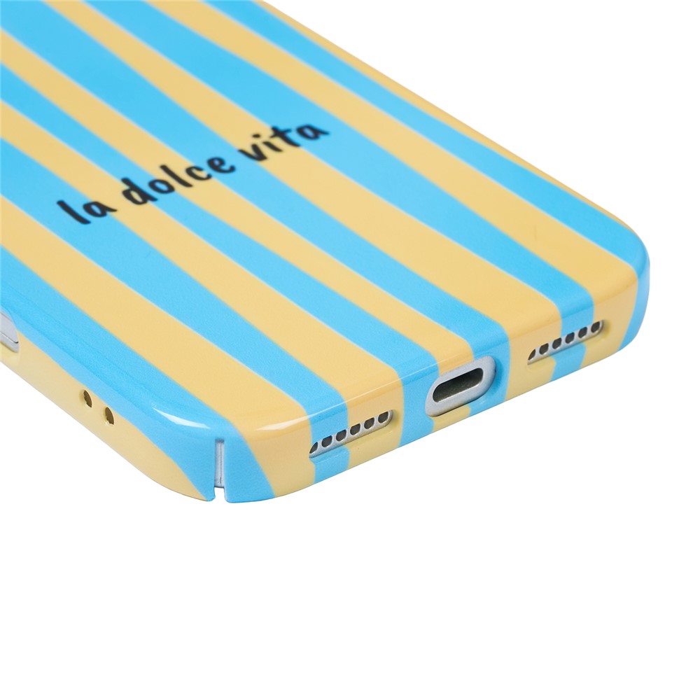 For iPhone 14 / 13 Case IMD Striped Pattern Hard PC Protective Phone Cover
