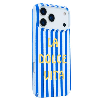 For iPhone 14 / 13 Case IMD Striped Pattern Hard PC Protective Phone Cover