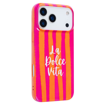 For iPhone 14 / 13 Case IMD Striped Pattern Hard PC Protective Phone Cover