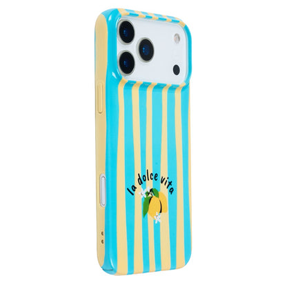 For iPhone 14 / 13 Case IMD Striped Pattern Hard PC Protective Phone Cover