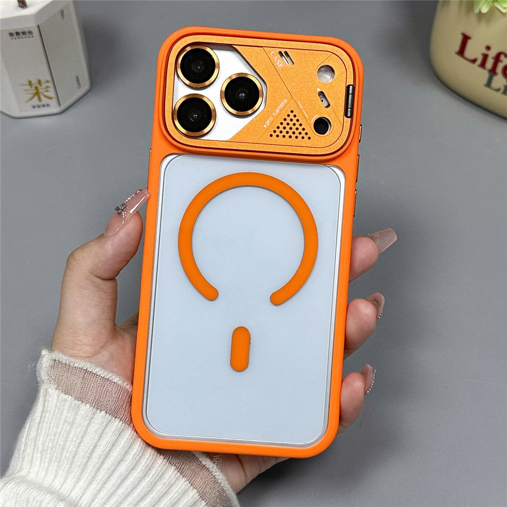 For iPhone 17 Pro Magnetic Case Kickstand PC + TPU Anti-Scratch Clear Phone Back Cover