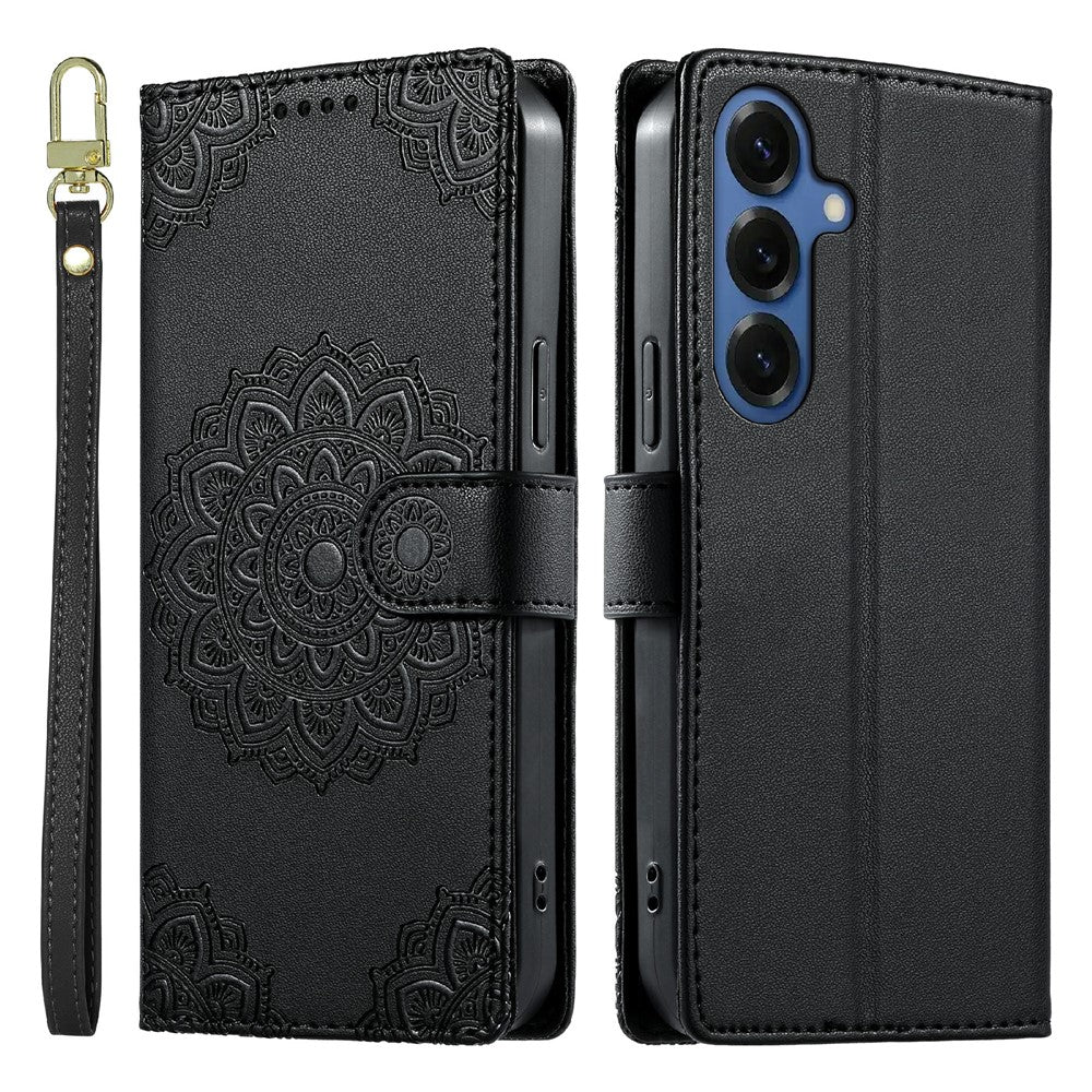 For Samsung Galaxy S26+ Case Embossed Totem Leather Flip Wallet Phone Cover with Wrist Strap