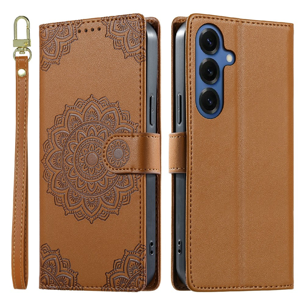 For Samsung Galaxy S26+ Case Embossed Totem Leather Flip Wallet Phone Cover with Wrist Strap