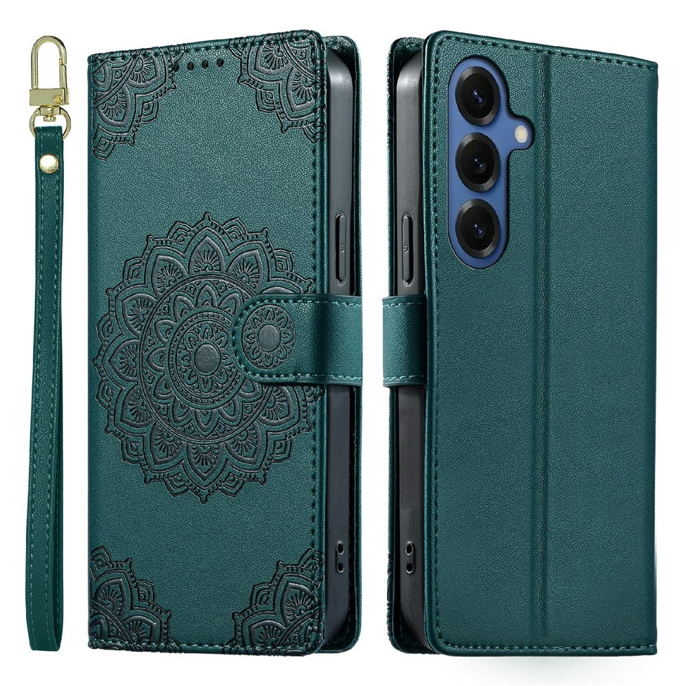 For Samsung Galaxy S26+ Case Embossed Totem Leather Flip Wallet Phone Cover with Wrist Strap