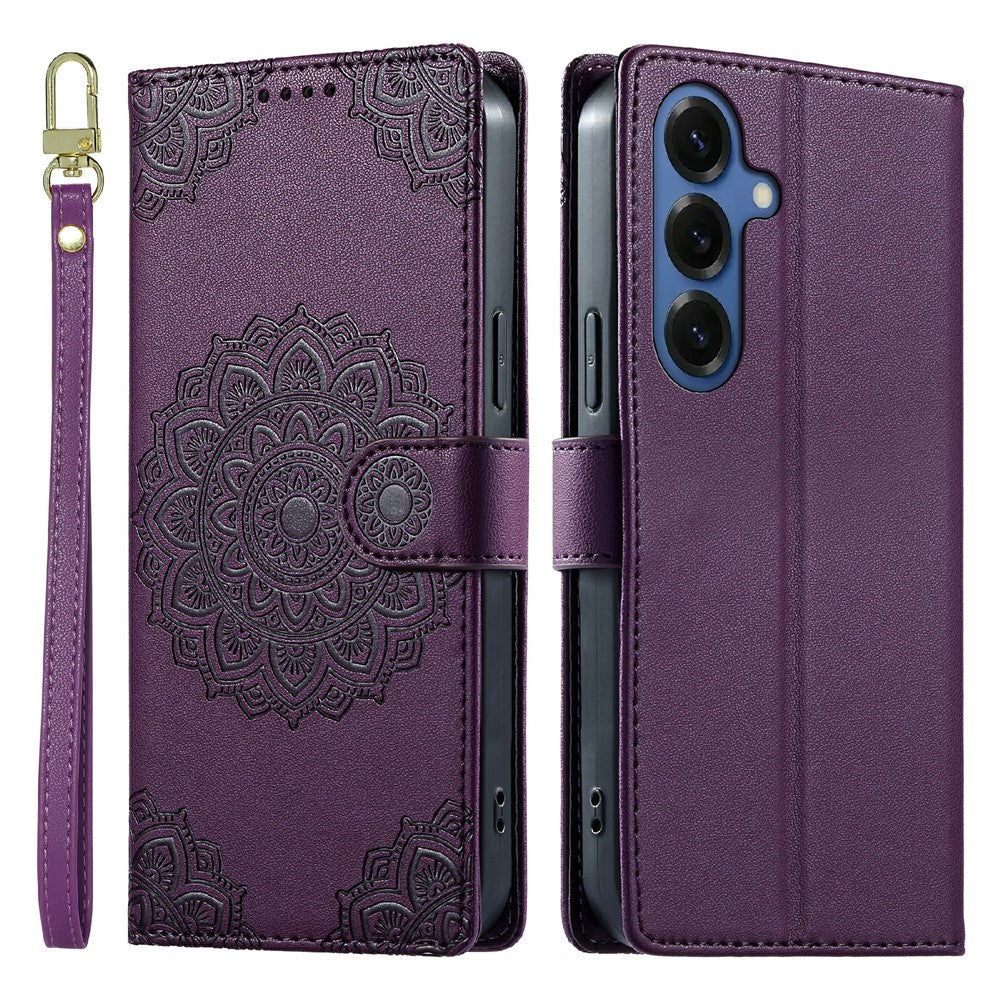 For Samsung Galaxy S26+ Case Embossed Totem Leather Flip Wallet Phone Cover with Wrist Strap