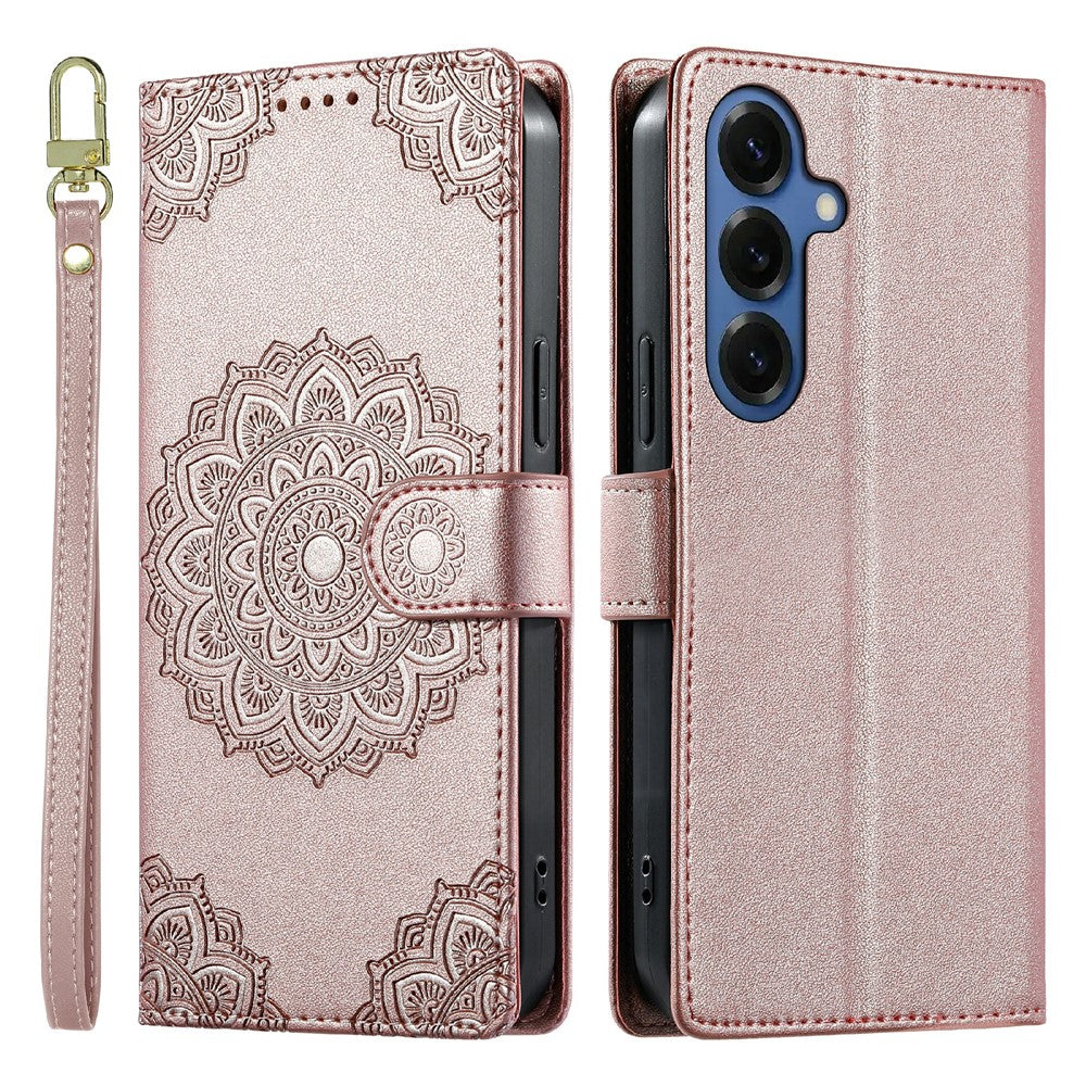 For Samsung Galaxy S26+ Case Embossed Totem Leather Flip Wallet Phone Cover with Wrist Strap