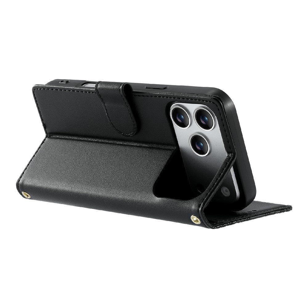 For iPhone 17 Pro Max Case Embossed Totem Leather Flip Wallet Phone Cover with Wrist Strap