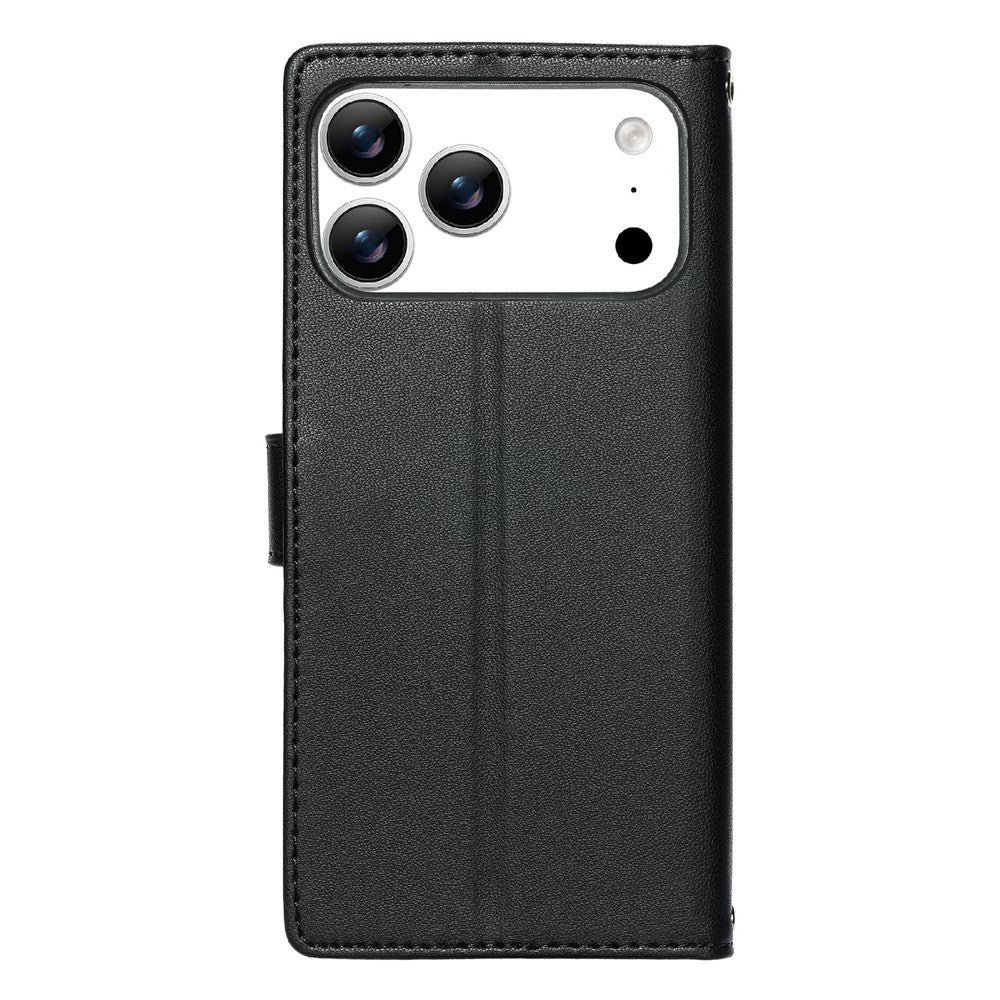 For iPhone 17 Pro Max Case Embossed Totem Leather Flip Wallet Phone Cover with Wrist Strap