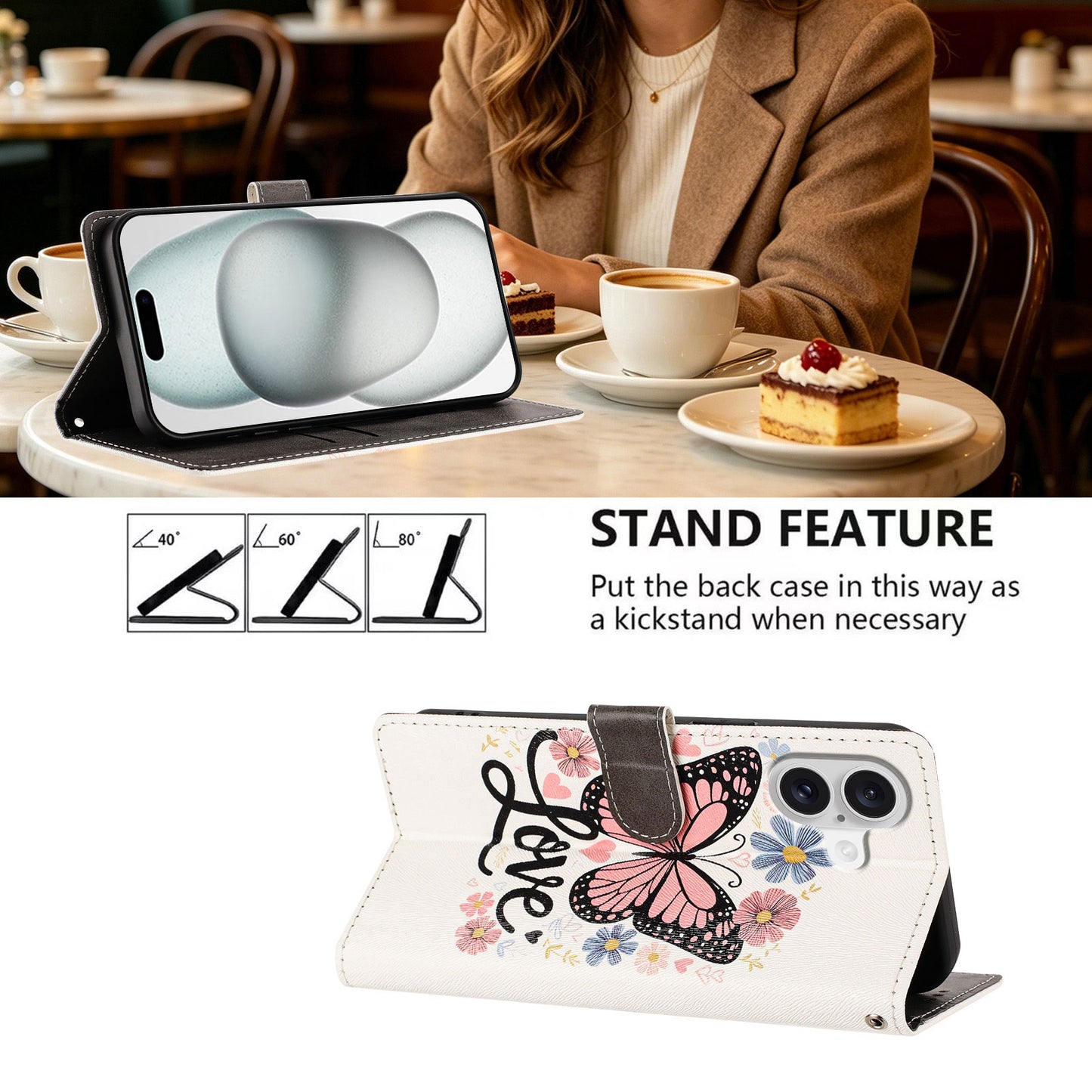 For iPhone 17 / iPhone 18 Case Pattern Printed PU Leather Flip Wallet Phone Cover with Wrist Strap