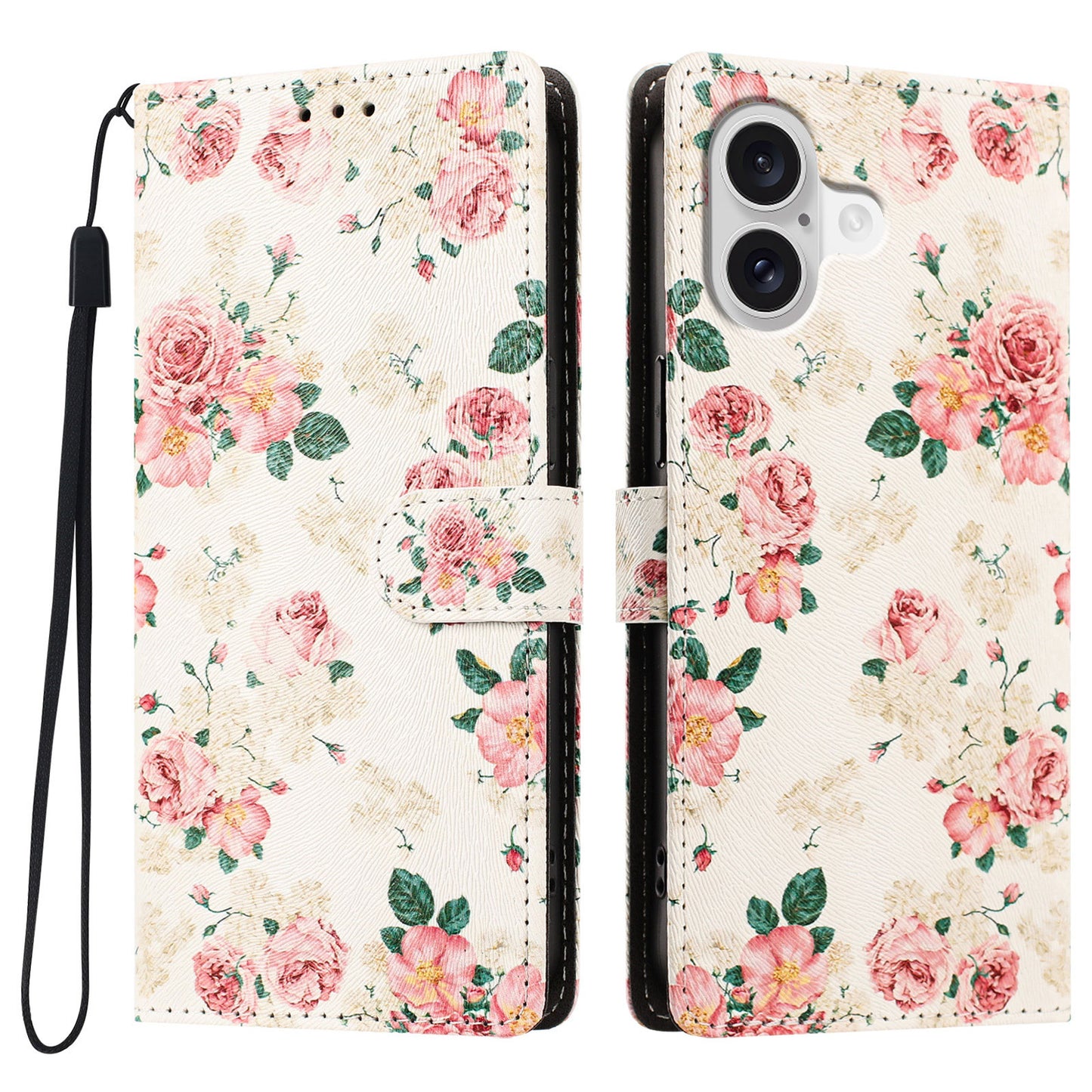 For iPhone 17 / iPhone 18 Case Pattern Printed PU Leather Flip Wallet Phone Cover with Wrist Strap