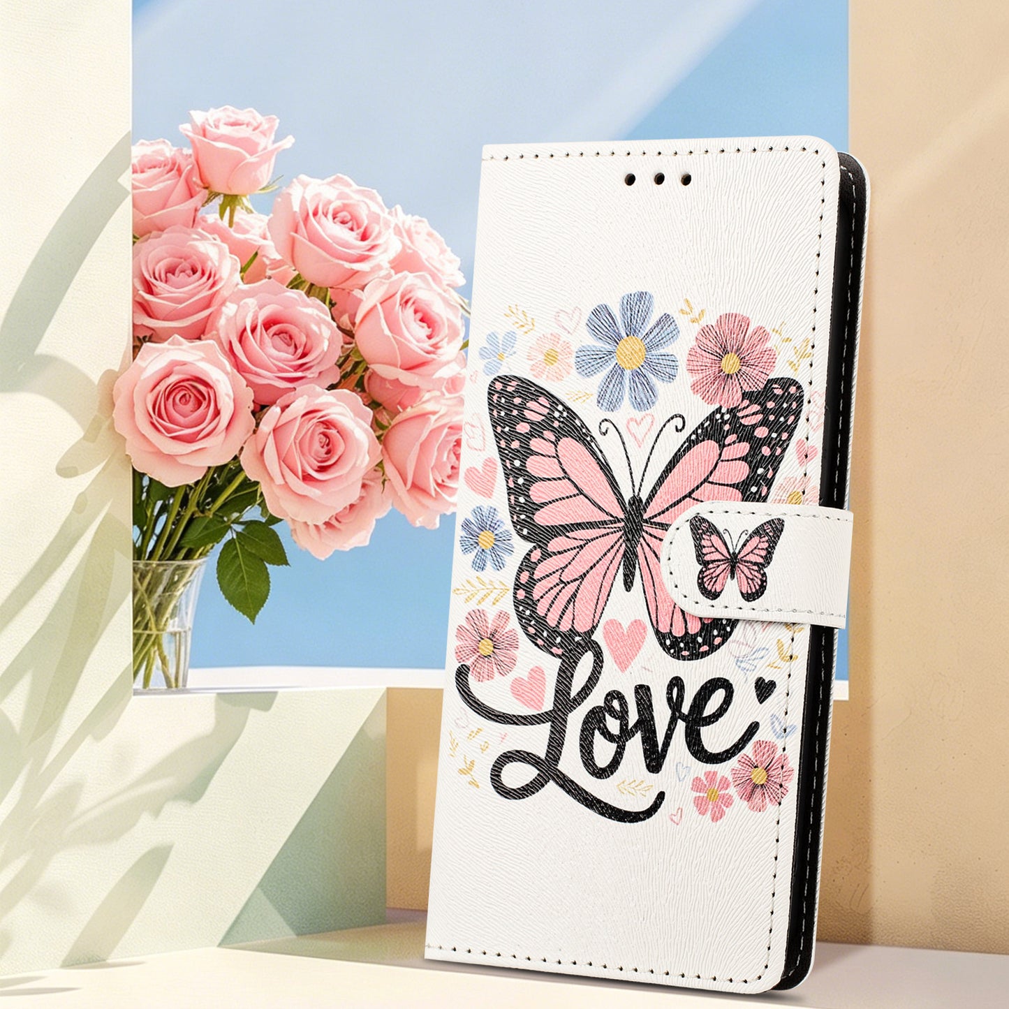 For iPhone 17 Pro / iPhone 18 Pro Case Pattern Printed PU Leather Flip Wallet Phone Cover with Wrist Strap