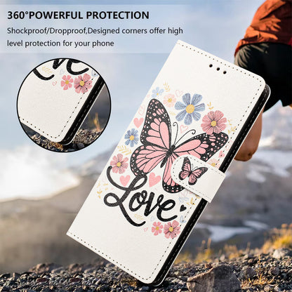 For iPhone 17 Pro / iPhone 18 Pro Case Pattern Printed PU Leather Flip Wallet Phone Cover with Wrist Strap